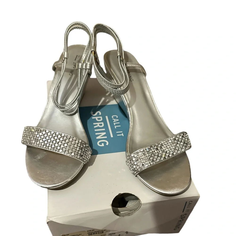 Call it Spring Women’s Dressy Wedge Open Toe Sparkly Shoes size 8